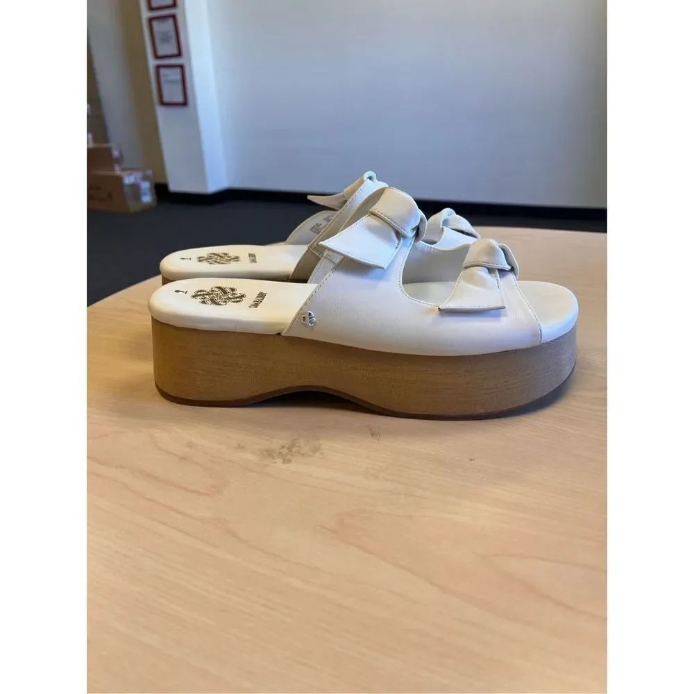 Sam & Libby White Indie Double Bow Platform Sandals sz 9 NWOB